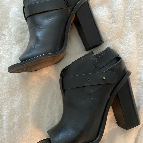 SIXTY SEVEN LEATHER BLACK PEEP TOE BOOTIE SHOES 38 - Picture 5 of 8
